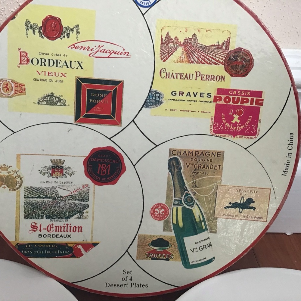 Wine Label Dessert Plates Set